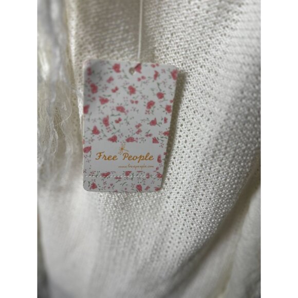 NEW Free People M Ivory Textured Fringe Knit Tank Top Sweater Boho Chic Design - Picture 6 of 15